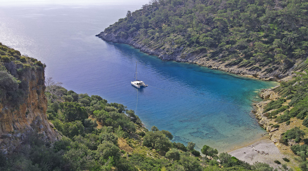 Making Money Online while anchored in a beautiful bay in Gocek, Turkey